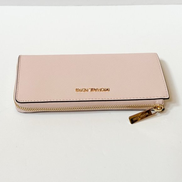 Michael Kors Jet Set Travel Large Three Quarter Zip Leather Wallet Pink - Picture 5 of 9